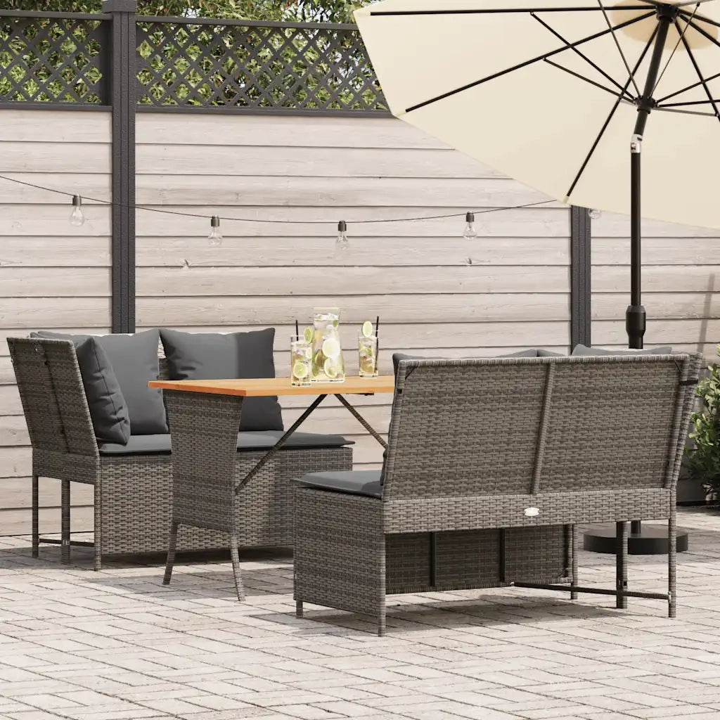 Set Divani da Giardino 3 pz | Set Salotto da Giardino con Cuscini Grigio in Polyrattan