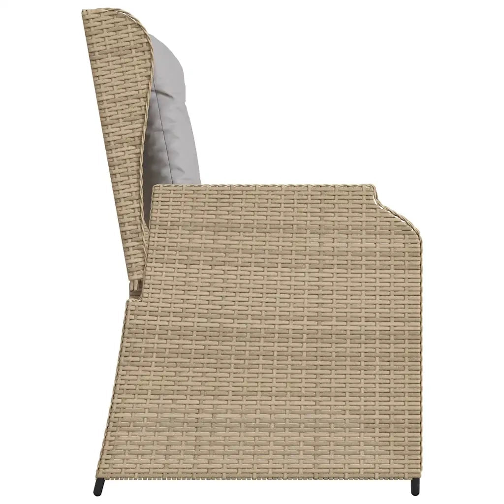 Panca Reclinabile da Giardino con Cuscini-Sgabello-Sedia da esterno Beige in Polyrattan 512203