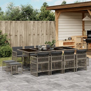 Set da Pranzo da Giardino 13pz con Cuscini Grigio in Polyrattan 3210980