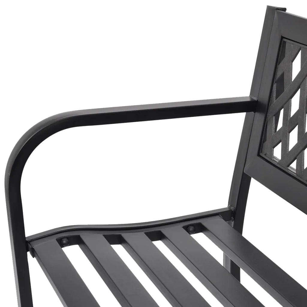 Panchina da Giardino 118 cm in Acciaio Nera 42169