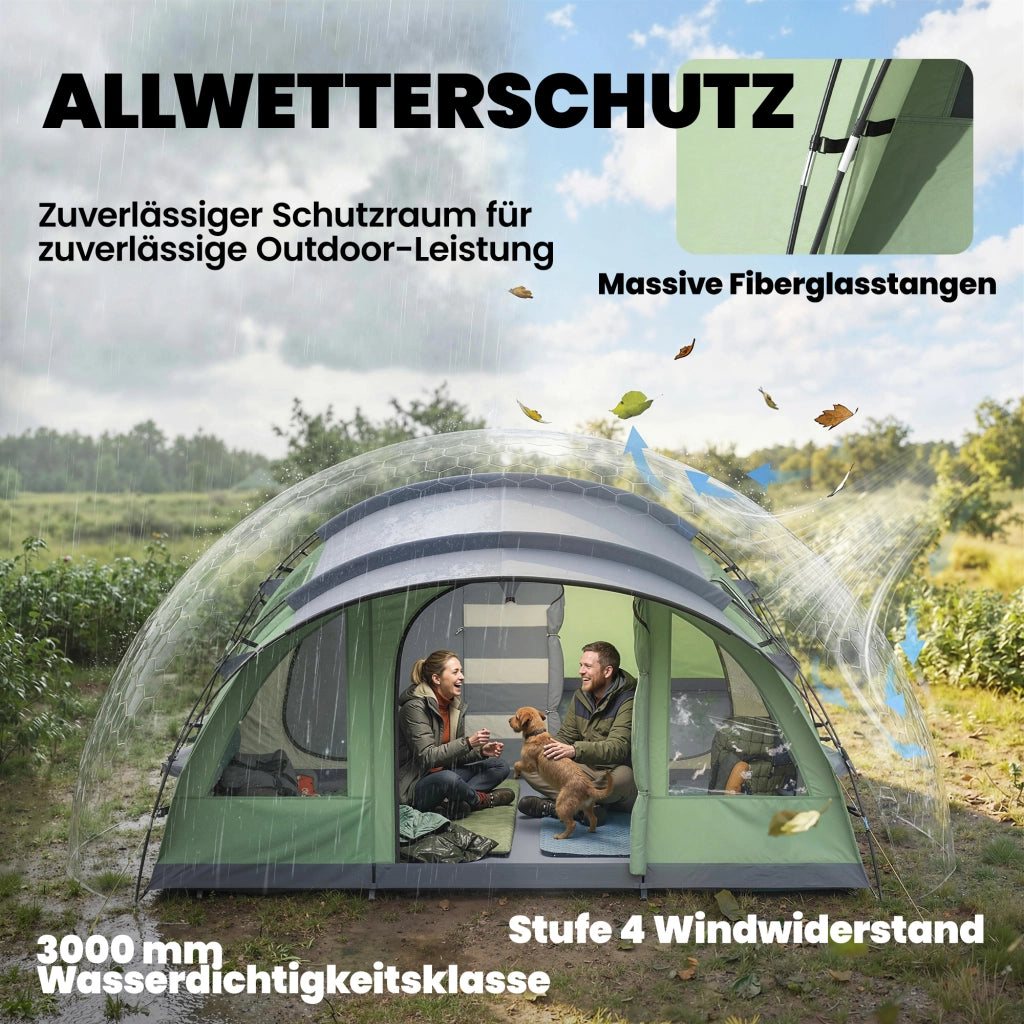 Tenda da campeggio 5 persone 2 cabine ¨C zephmum ¨C grigio 300x300x300 cm