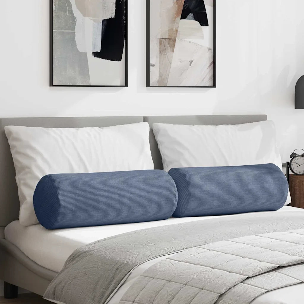 Cuscini a rullo 2 pz | Cuscini per sedie Blu ? 25 x 70 cm Tessuto in Cords