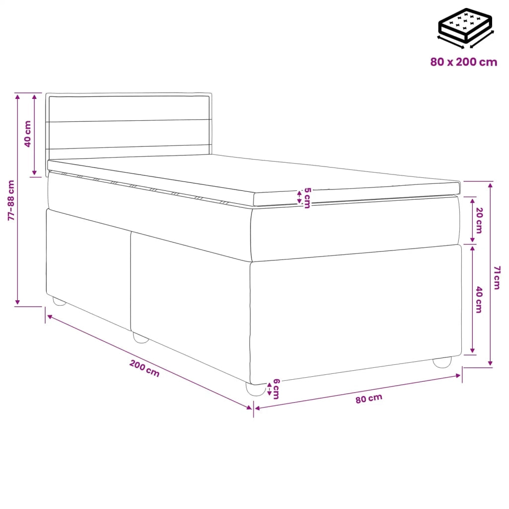Letto box spring con materasso Grigio Chiaro 80 x 200 cm 3451328