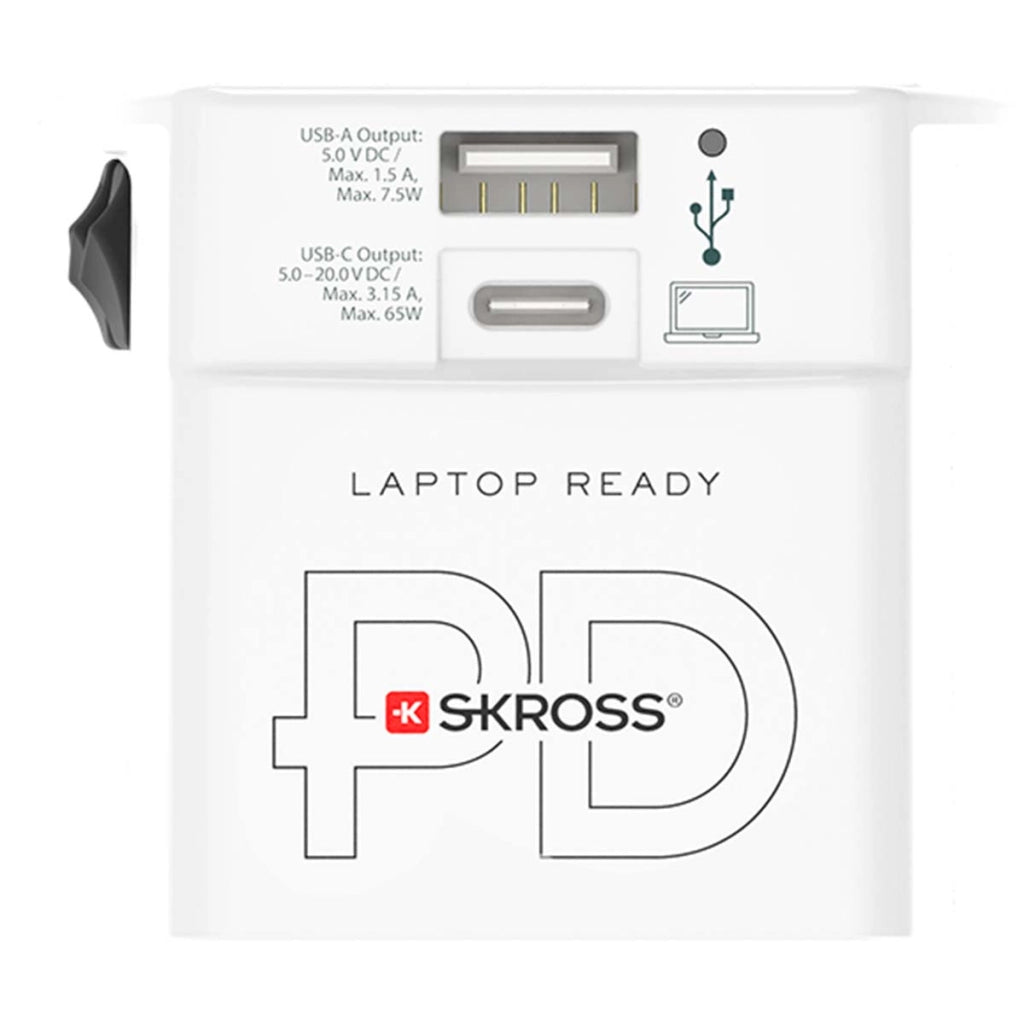 Adattatore da viaggio USB e USB-C 65W MUV Power Delivery prese universali Bianco Skross