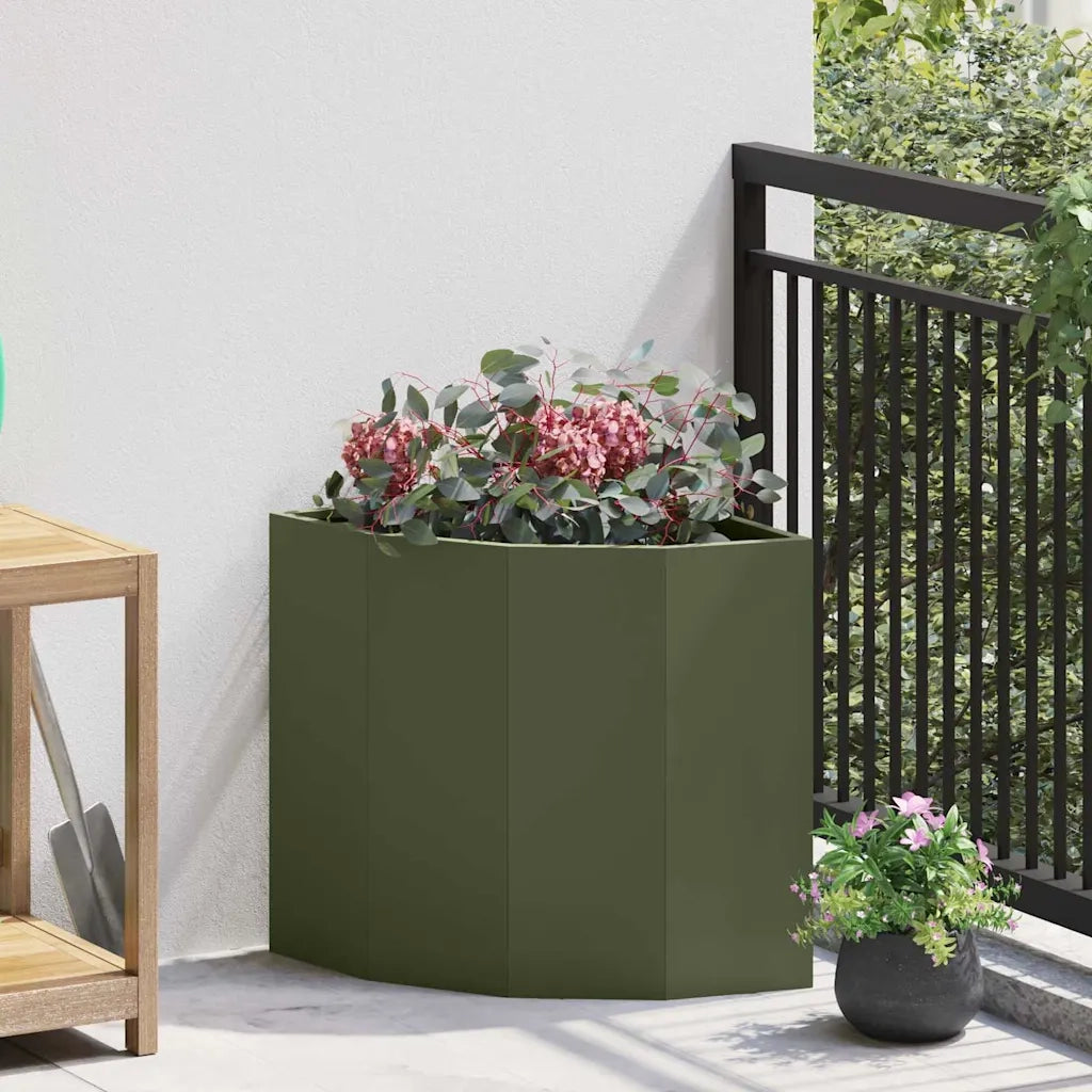 Vaso d'angolo Oliver verde 45 x 45 x 50 cm Acciaio