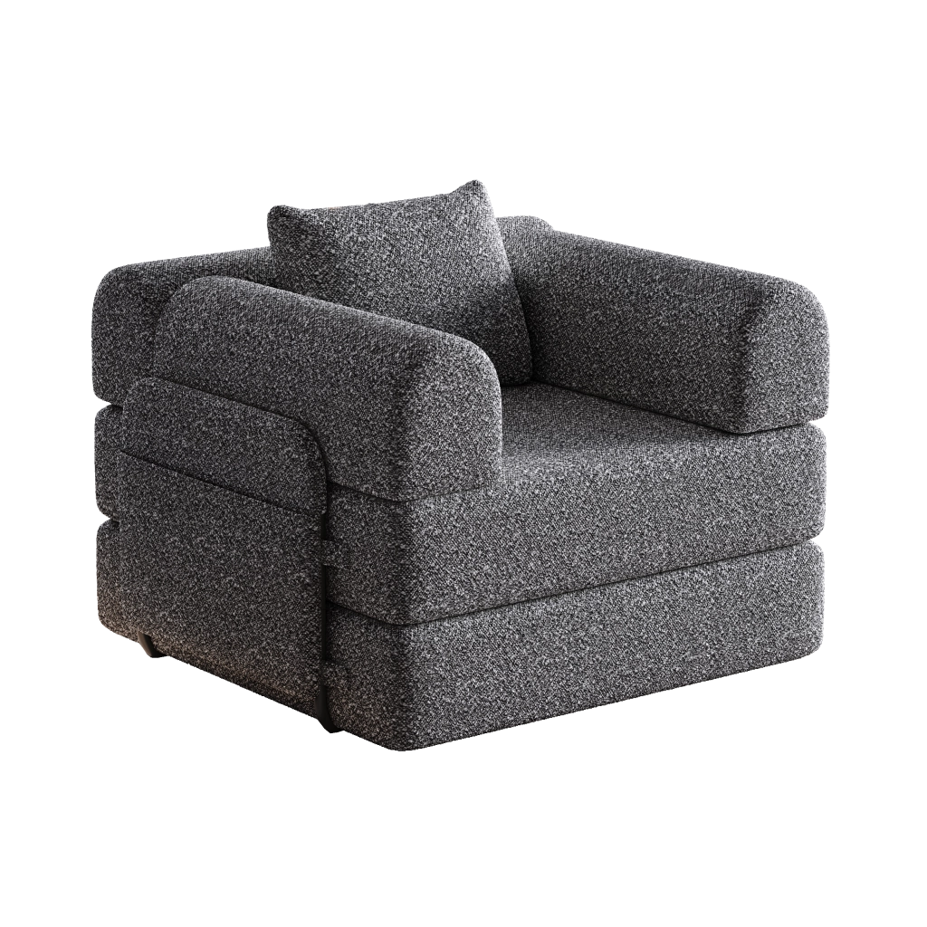 DIVANO LETTO 1 POSTO CHENILLE GRIGIO CON VANO BRACCIOLO