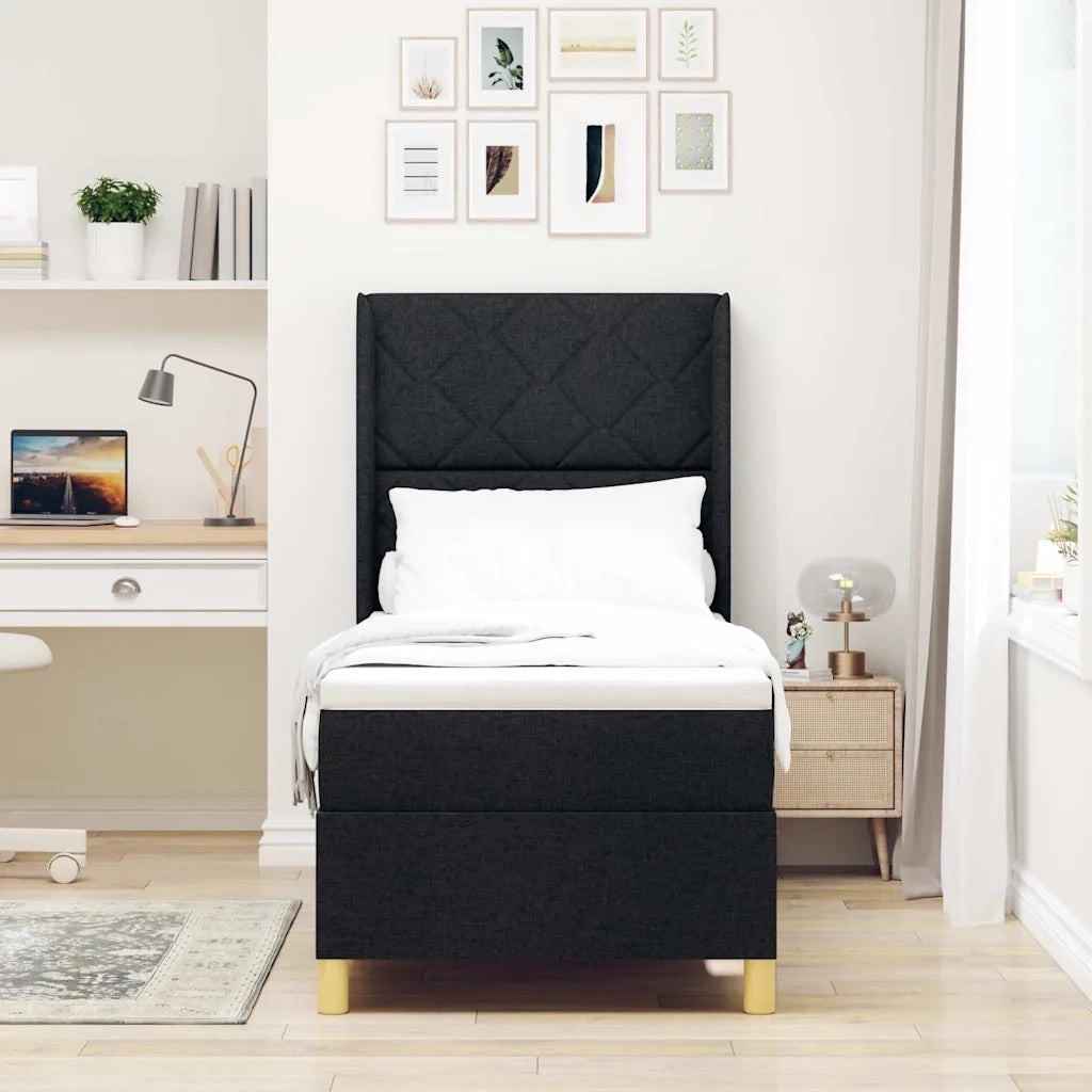 Letto a molle con strisce LED Nero 80 x 200 cm Tessuto 3343723