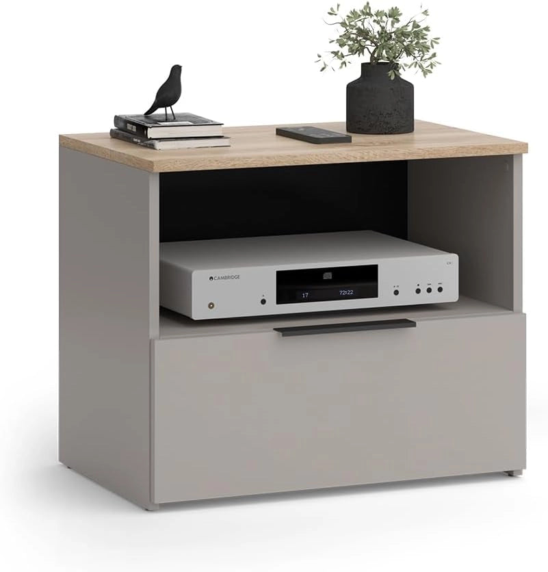 Credenza bassa Wido, Greige/Sonoma, 60 x 50 cm con cassetto