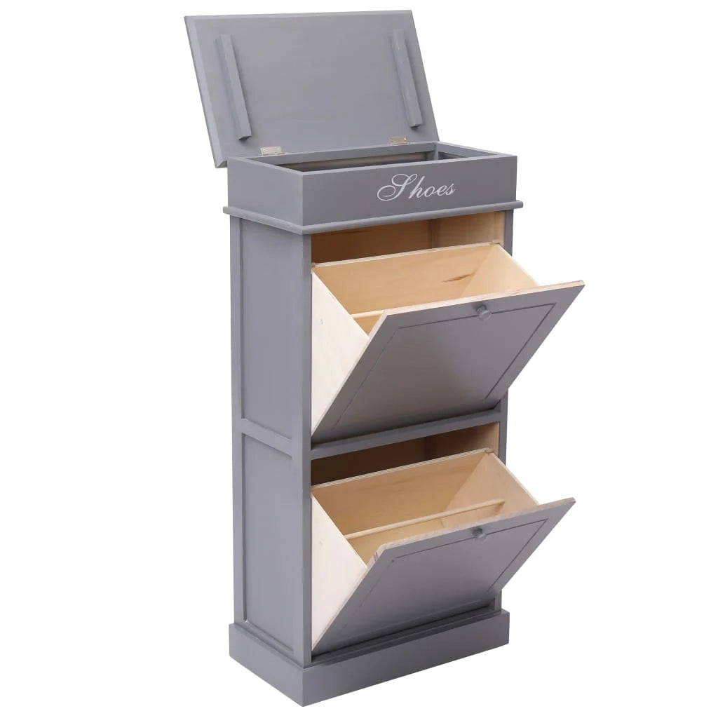Scarpiera mobile contenitore per scarpe mobile per ingresso/corridoio/soggiorno 50 x 28 x 98 cm legno di Paulownia grigio 02_0021774