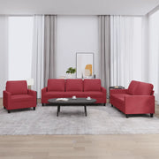 Set di Divani 3 pz con Cuscini Rosso Vino in Similpelle 3201401