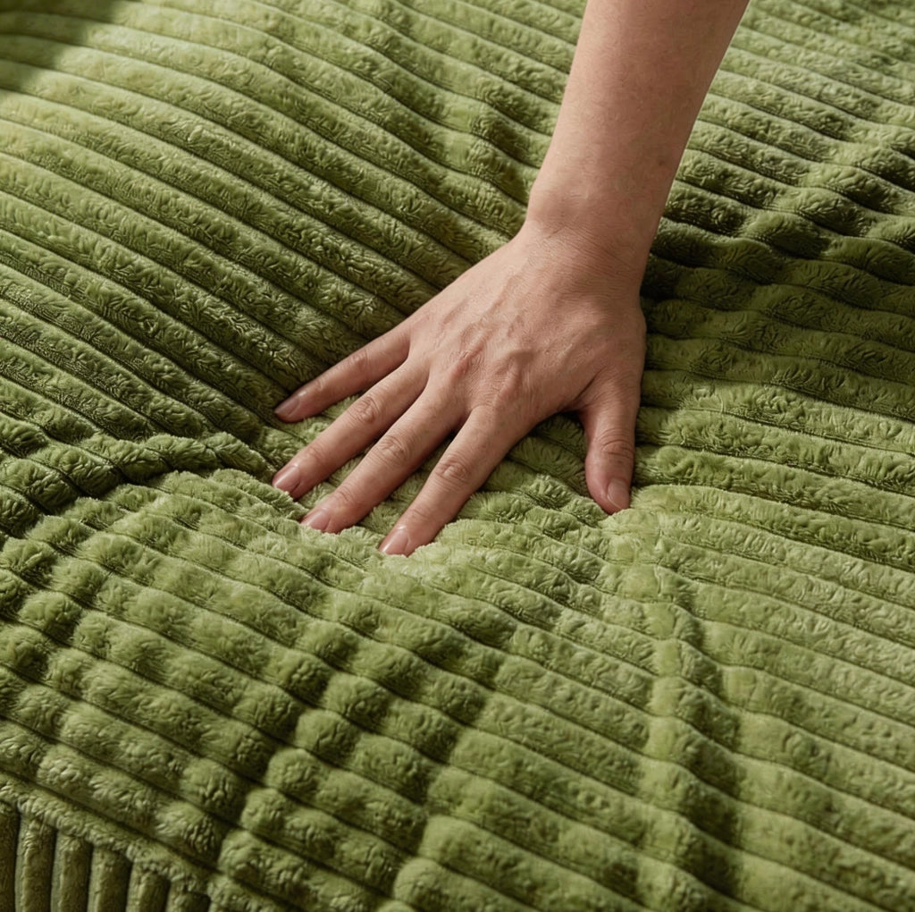 Divano modulare a L reversibile 261x168x58 cm in corduroy verde