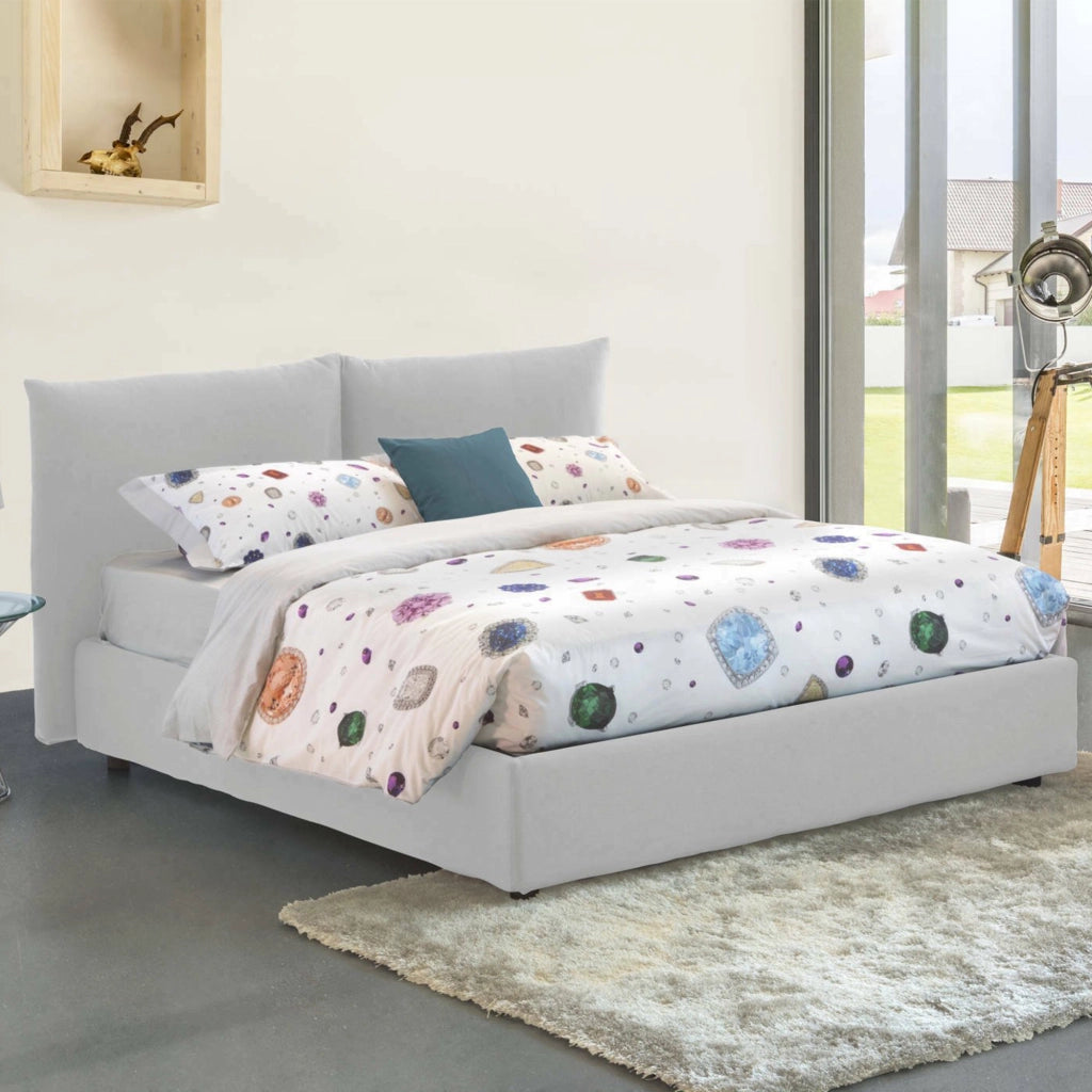 Letto Matrimoniale Alizarin, Letto Matrimoniale Sfoderabile Made in Italy, Bianco
