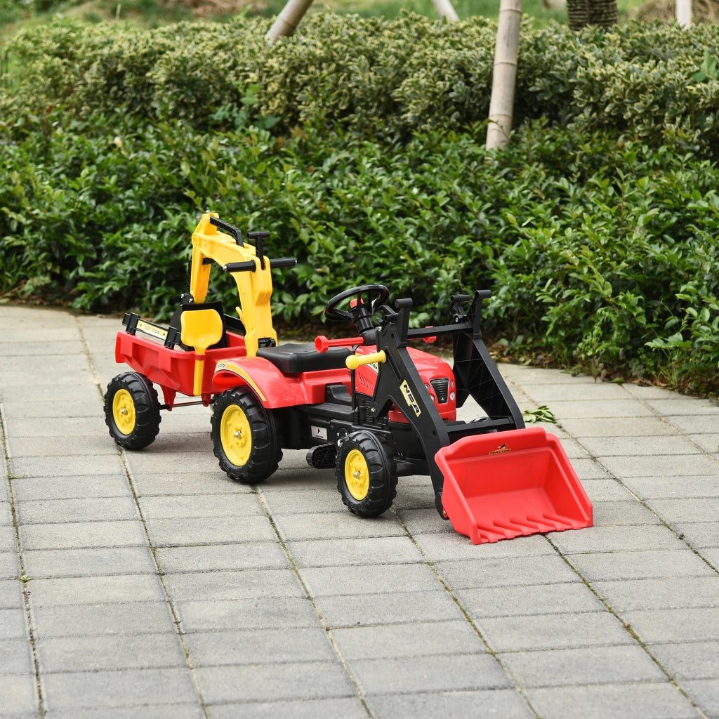 Trattore a pedali con rimorchio e pala ¨C Xylo ¨C Rosso per bambini 3+ anni