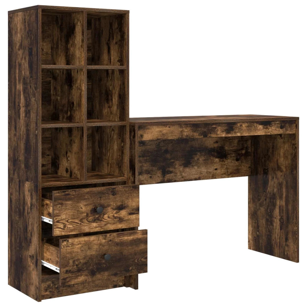 Scrivania con cassetto con lo scaffale 2 pcs Rovere fumé 3337333