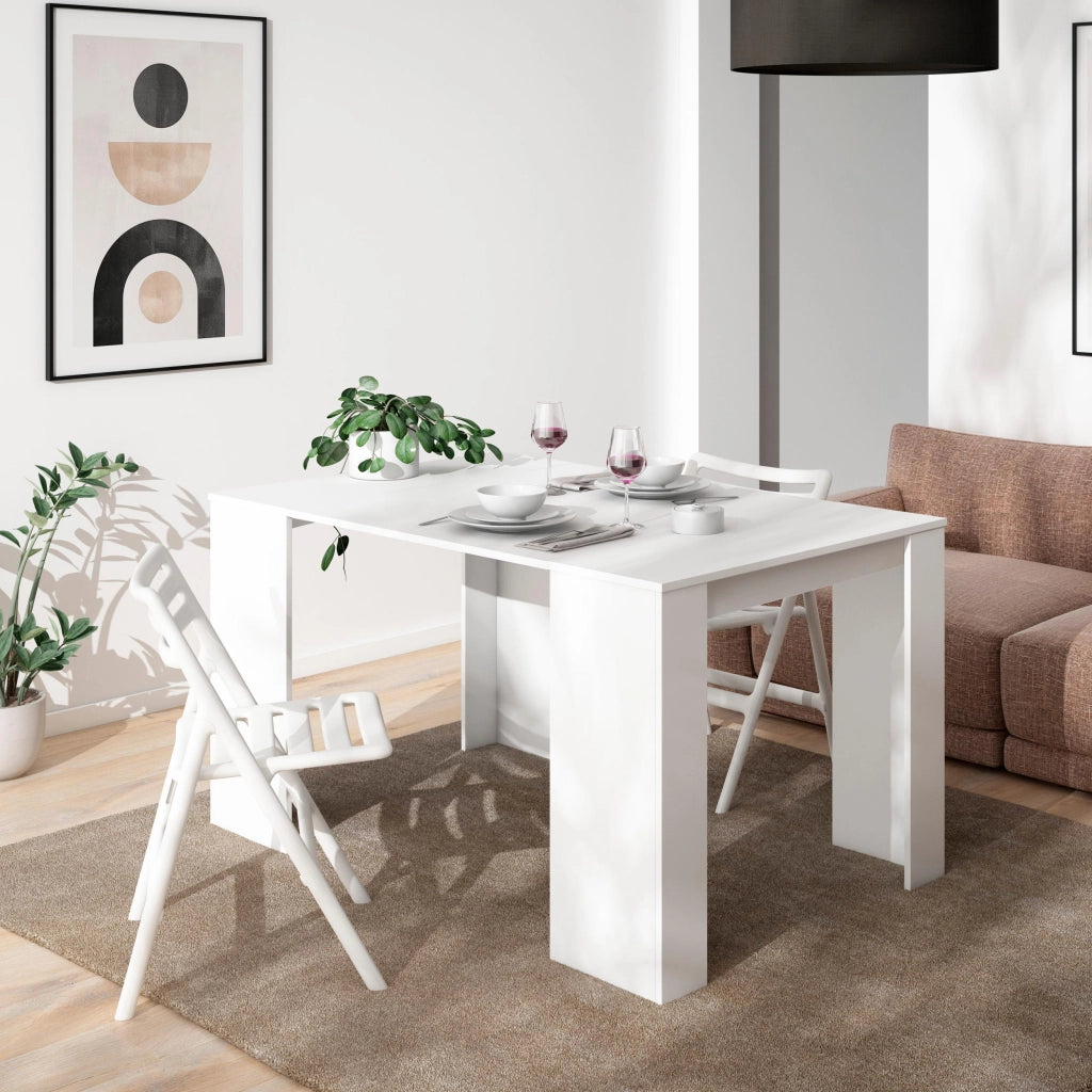 Consolle allungabile, 140x90x77cm, Per 6 persone, Tavolo da pranzo, Bianco RF2617