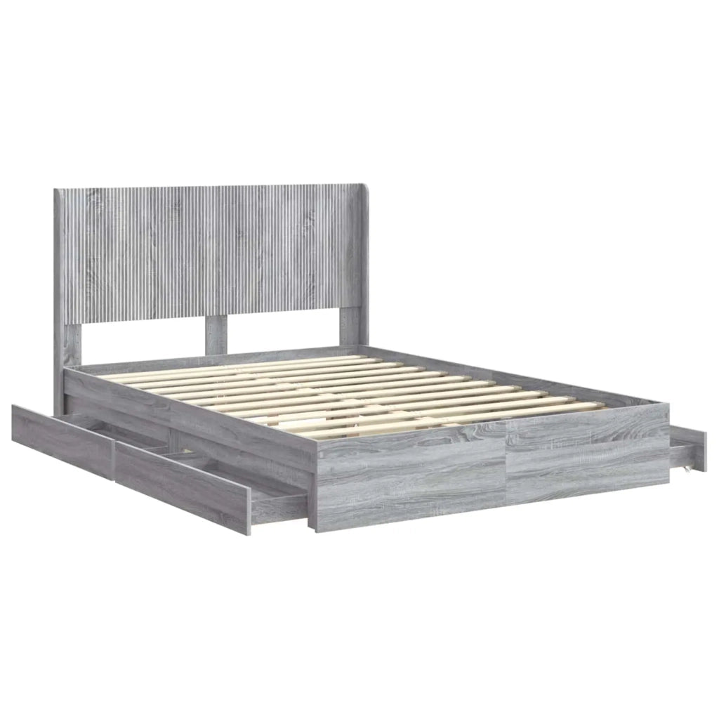 Struttura del letto con stoccaggio e testata Grigio Sonoma 3414012