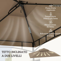 Copertura per Gazebo da Giardino 244x152 cm a 2 Livelli in Poliestere 160gsm Cachi