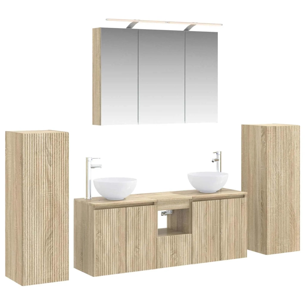 Set di mobili per il bagno 6 pcs Rovere Sonoma 3407145