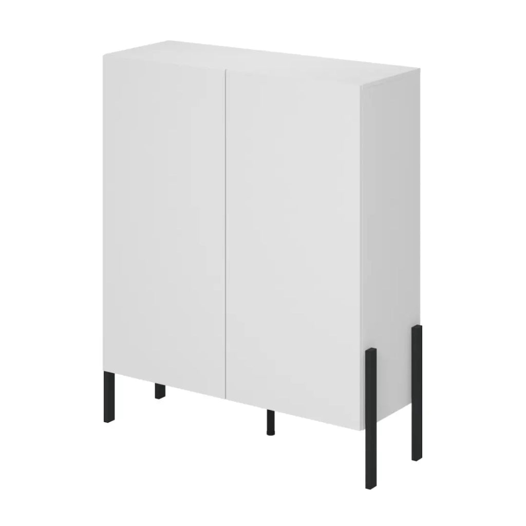 Armadio SALMA 2 porte Push-to-Open – Bianco super opaco & nero opaco.