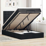 Struttura Letto Pouf con Materasso Nero 120x200 cm in Tessuto 3314164
