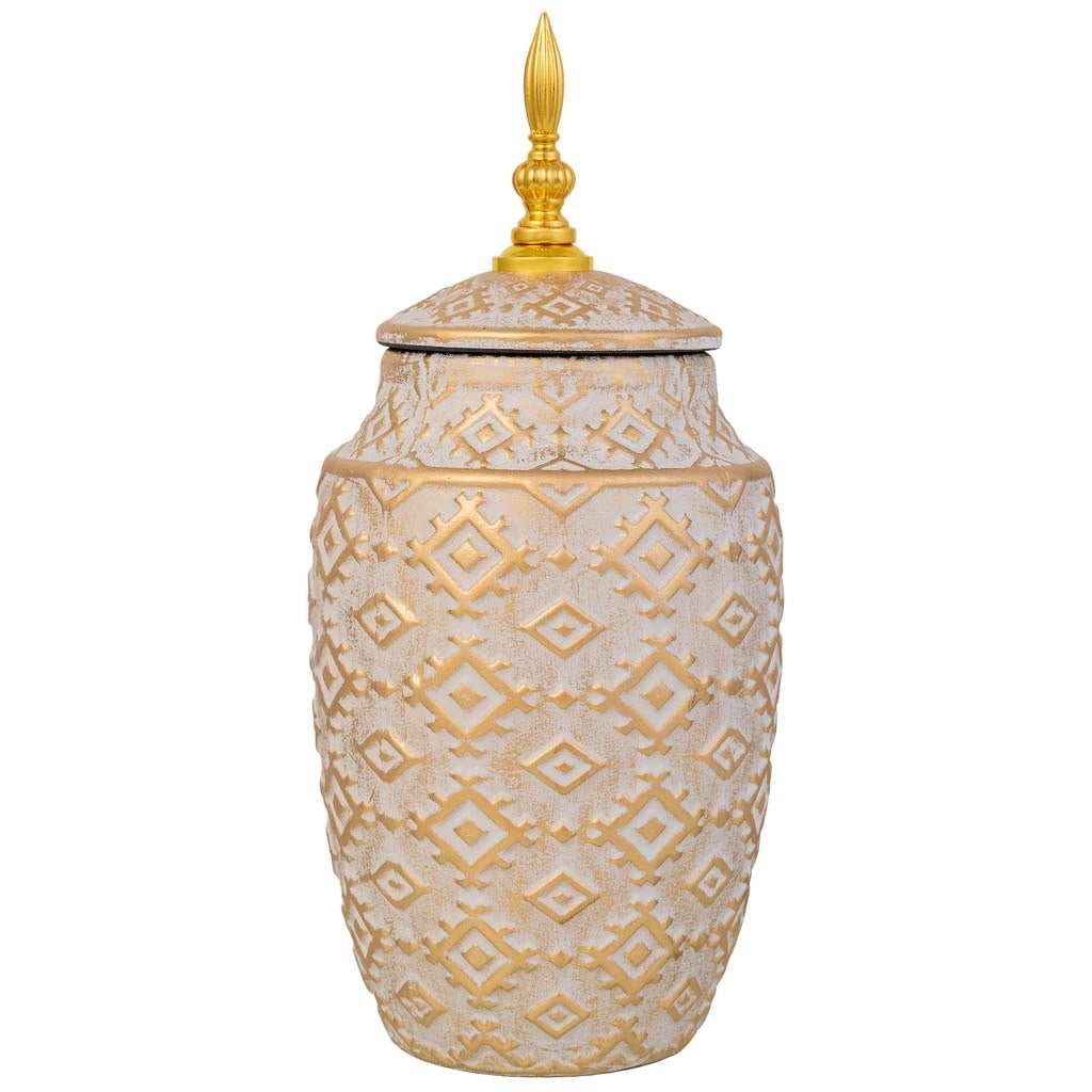 Vaso in ceramica color oro, d15x34h cm