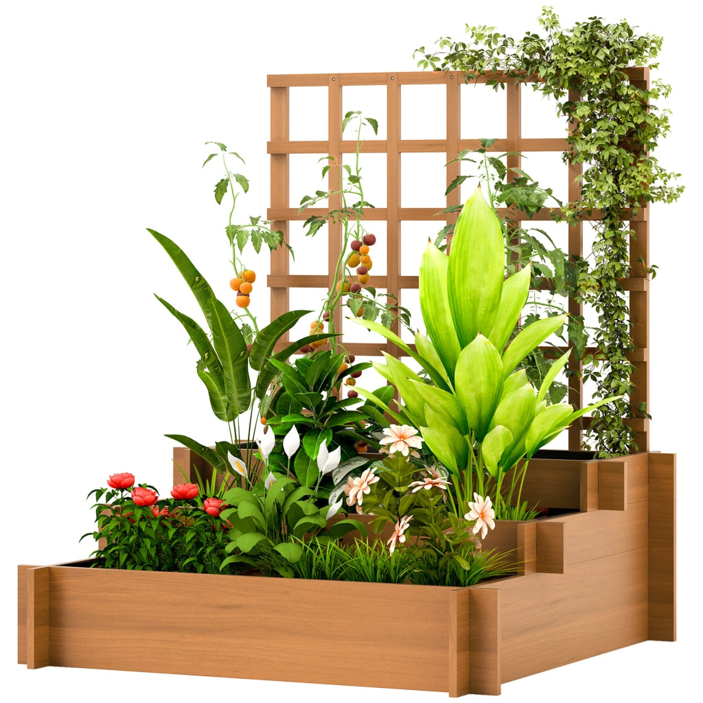 Hochbeet con graticcio 3 livelli ¨C zephmum ¨C marrone, legno di abete, 95x95x110 cm