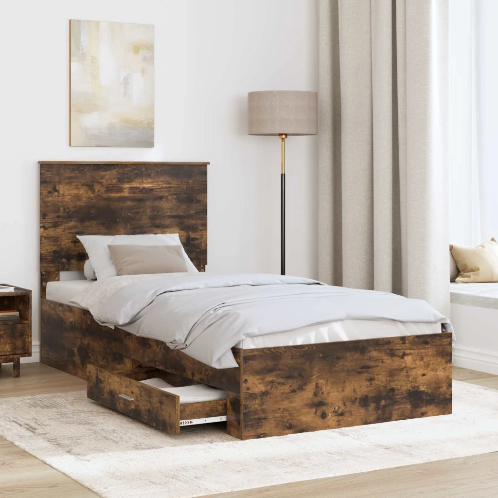 Struttura del letto Rovere fumé 90 x 200 cm Legno multistrato