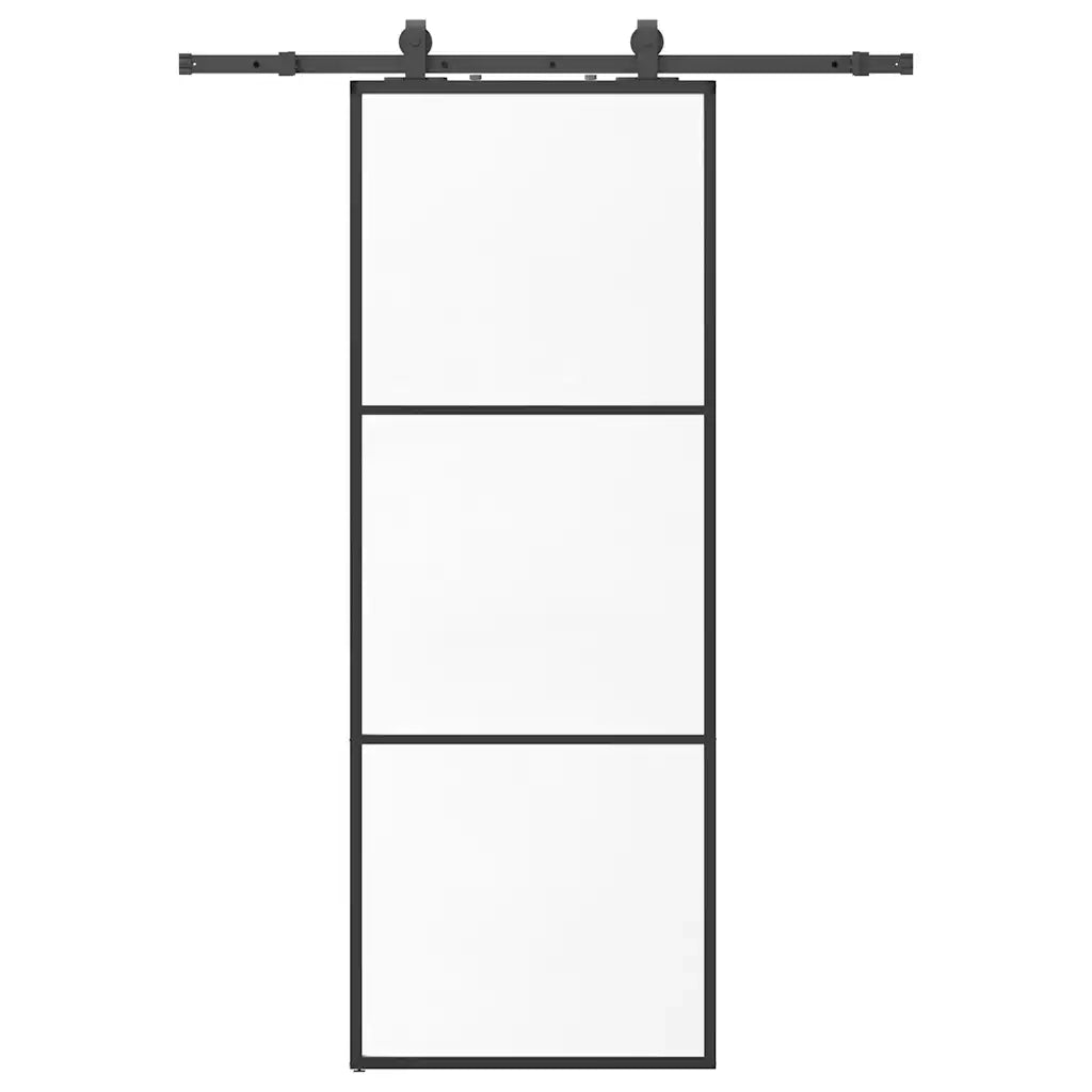 Porta Scorrevole con Ferramenta Nera 76x205 cm in Vetro ESG