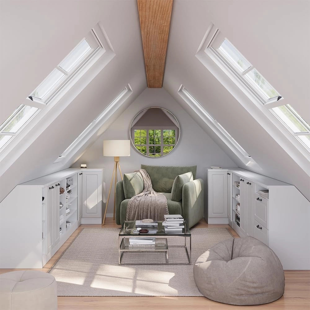 Mobile sottotetto Rion, Bianco casa di campagna, 60 x 81.6 cm con 2 cassetti, carcassa 60 cm profondità, adatto per il salvaspazio sotto tetti spioventi