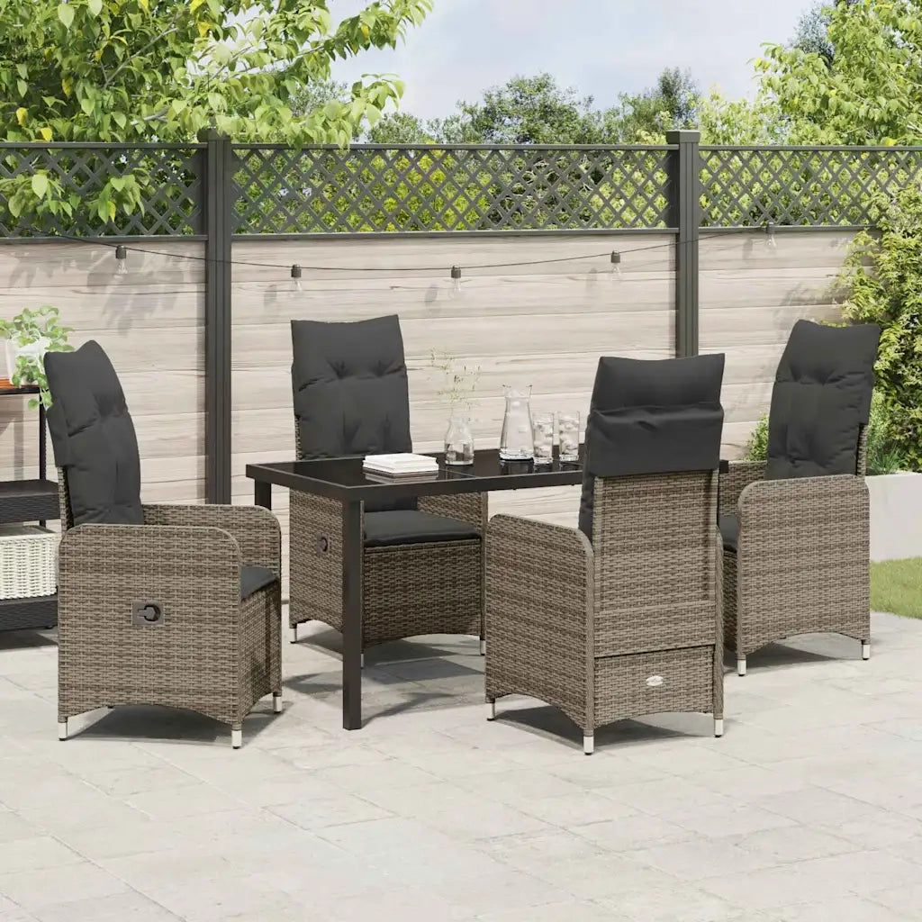 Set da Pranzo per Giardino con cuscino 5 pcs Grigio polyrattan 3379648