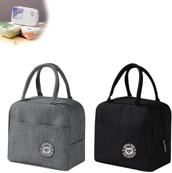 Set da pranzo 2 pezzi, borsa termica portatile, borsa da pranzo pieghevole, con foglio di alluminio isolante termico, per ufficio, campeggio e viaggio