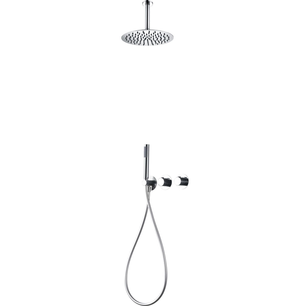IMEX Kit incasso doccia Breda a 2 vie termostatica Turn Clean System soffione Ø25 acciaio e ottone finitura cromo design rotondo scatola di registrazione Imex-GTB056