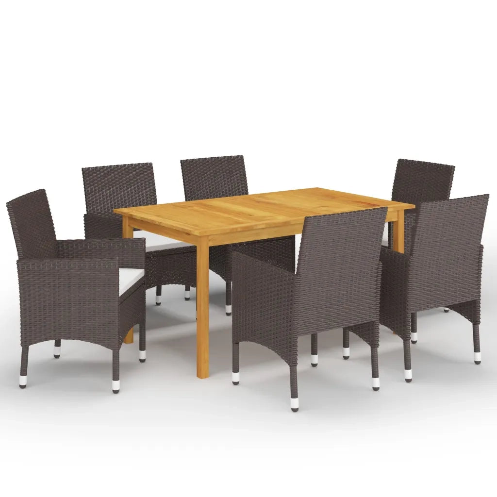 Set Mobili da Pranzo per Giardino 7 pz Marrone cod mxl 44584