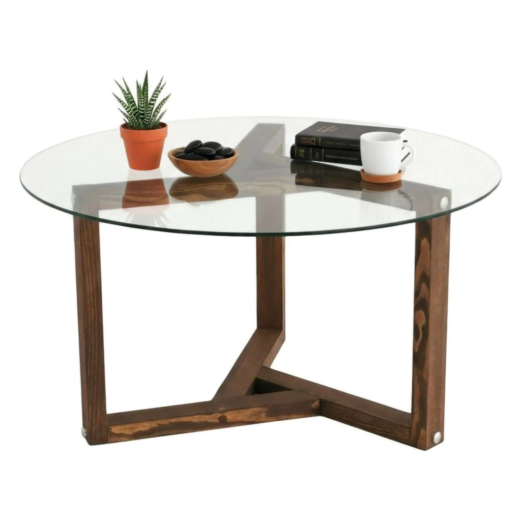 Luigia, Tavolino da Salotto Forma Rotonda, 75x75x40h cm Marrone Noce