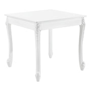 Tavolo da Pranzo Bianco in Stile Barocco con Decoro Floreale 80 x 80 x 76 cm Tavolo Quadrato con Gambe di Plastica Tavolo da Sala Pranzo Fino a 2 Posti