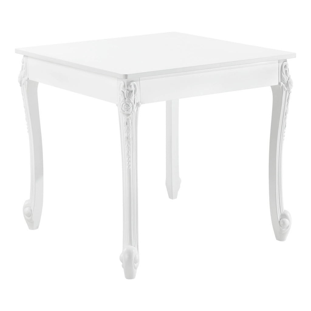 Tavolo da Pranzo Bianco in Stile Barocco con Decoro Floreale 80 x 80 x 76 cm Tavolo Quadrato con Gambe di Plastica Tavolo da Sala Pranzo Fino a 2 Posti