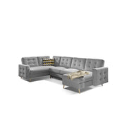 Divano angolare panoramico convertibile U HASGARD 326 cm grigio chiaro con contenitore
