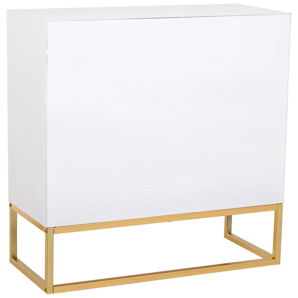 Credenza con 1 anta e 3 cassetti in legno e metallo 80x34x80h cm