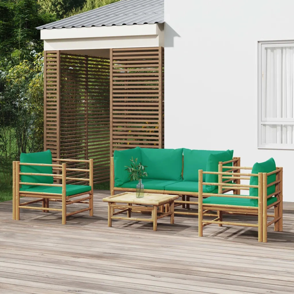Set Salotto da Giardino 5pz con Cuscini Verdi BambÃ¹