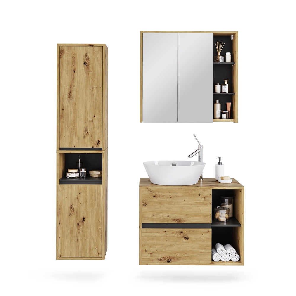 Vicco Set di mobili da bagno Artigiano/grigio 3 parti