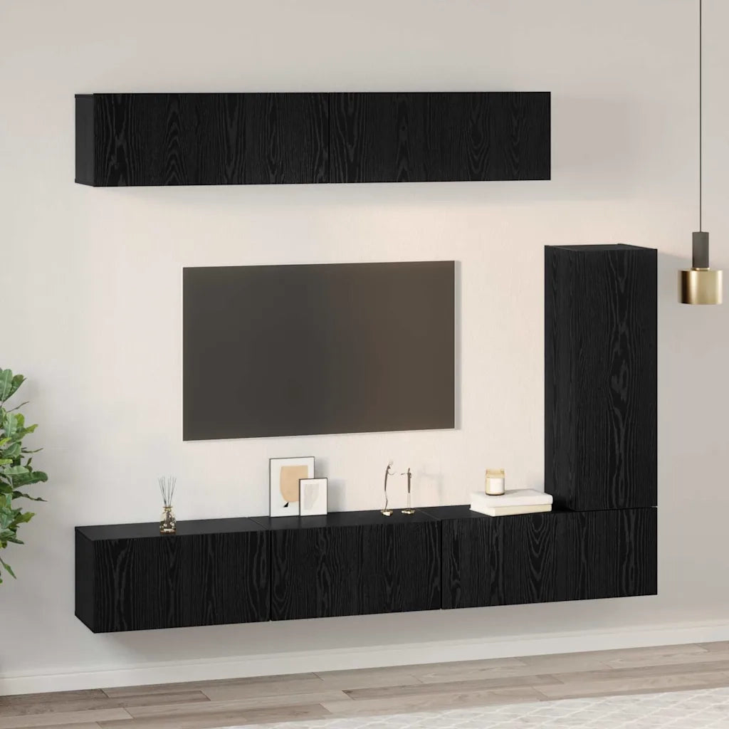 Set mobile TV 6 pcs Rovere Nero Legno multistrato