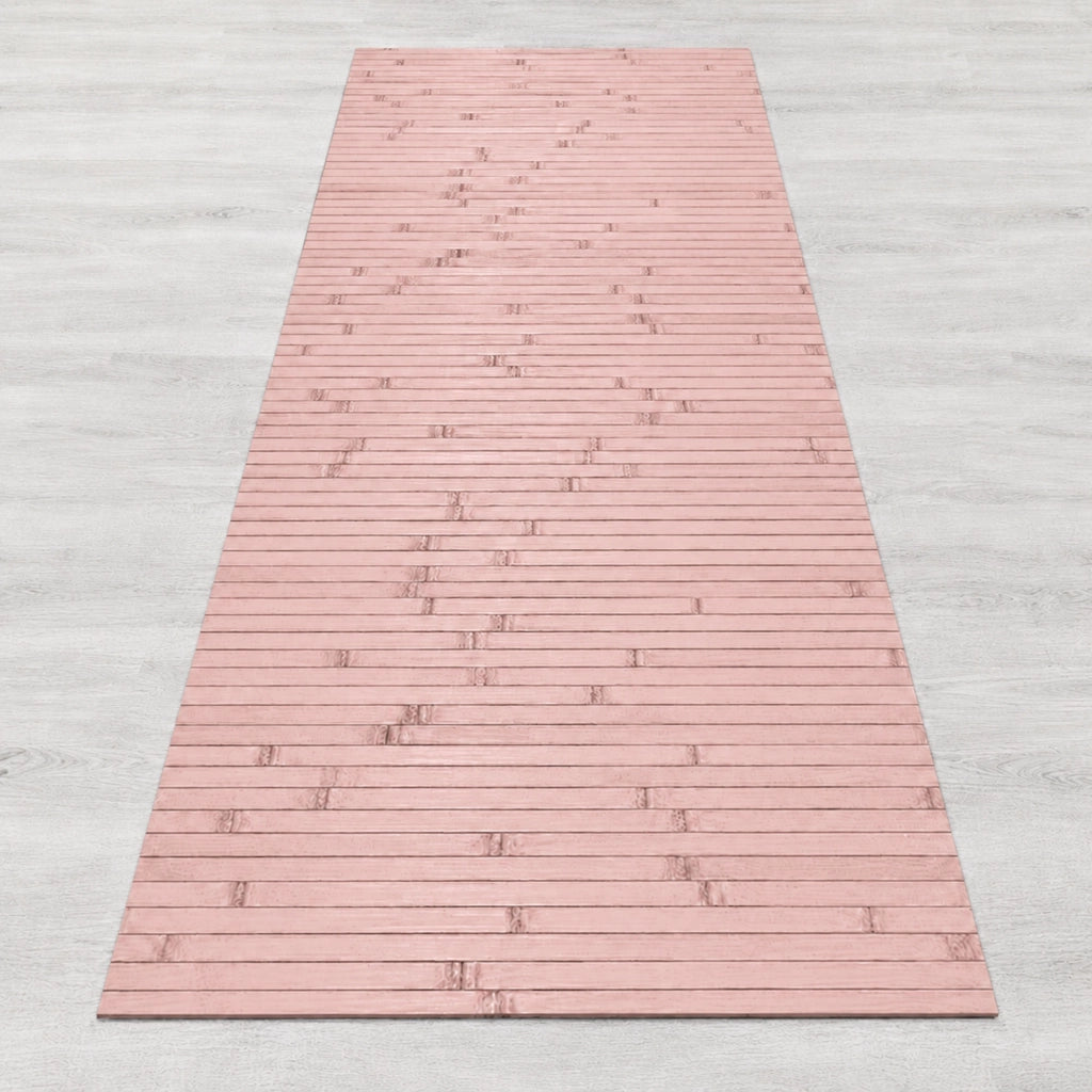 Tappeto Passatoia In Vero Bamboo Tappeto Cucina Ingresso In Legno Antiscivolo Aderente Lavabile E Antimacchia Tagliabile  Rosa - 50x100 cm