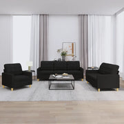 Set di Divani 3 pz con Cuscini Nero in Tessutocod mxl 131111