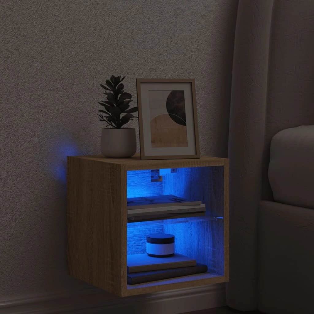 Mobile TV a Parete con Luci LED Rovere Sonoma 30x28,5x30 cmcod mxl 86122