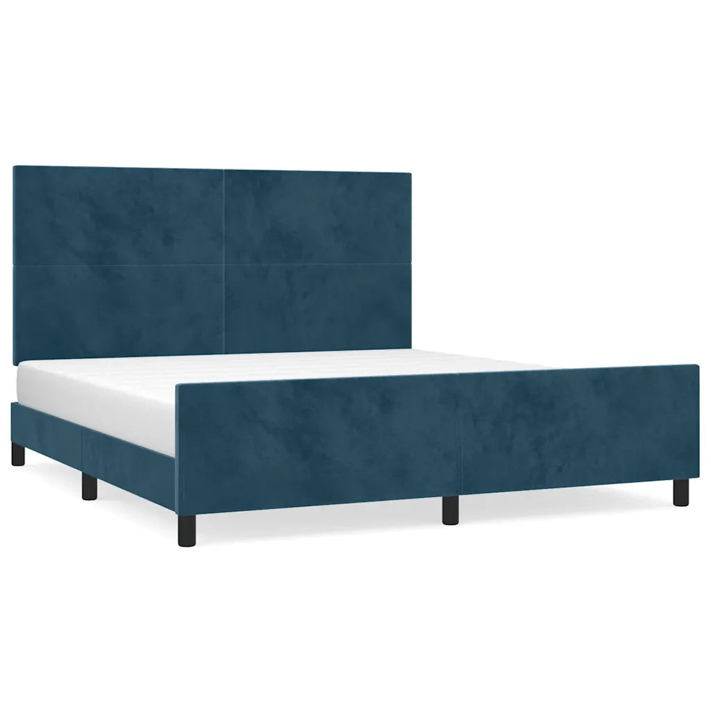 Giroletto senza Materasso Blu Scuro 160x200 cm in Velluto