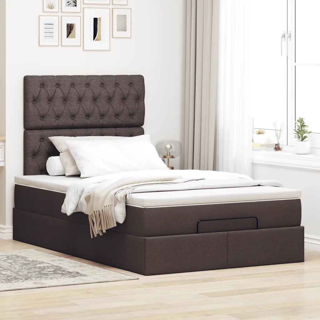 Struttura Letto Pouf con Materasso 120x200 cm in Tessuto 3313233