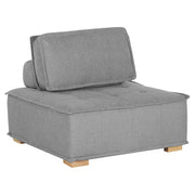 Sedile 1 posto con gambe in legno massello di poliestere grigio Sedile trapuntato Fodera per cuscino rimovibile