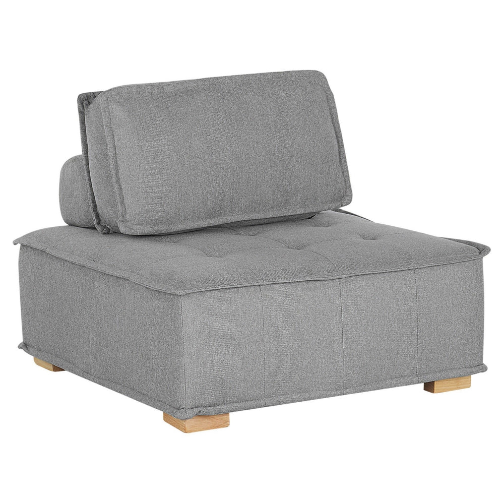 Sedile 1 posto con gambe in legno massello di poliestere grigio Sedile trapuntato Fodera per cuscino rimovibile