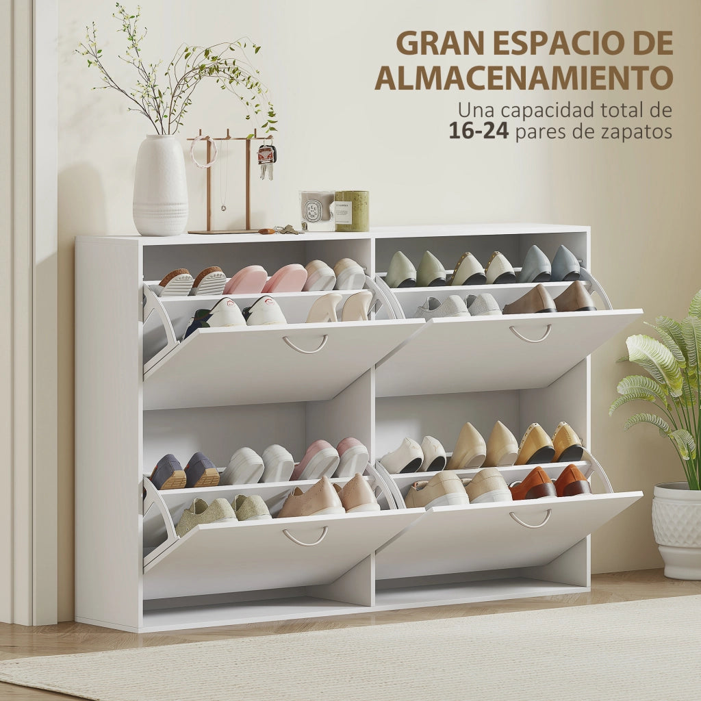 Scarpiera con 4 cassetti ¨C Zephmum ¨C Bianco 120x24x81 cm