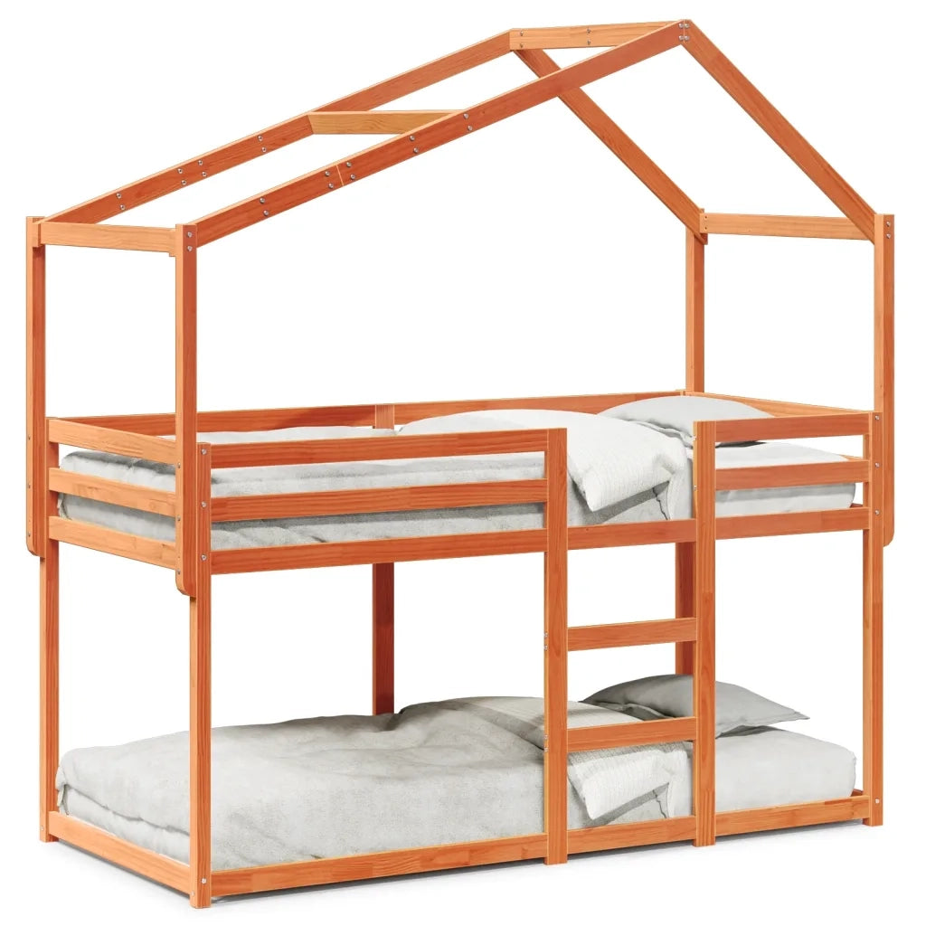 Letto singolo | Letto per adulti | Letto a Castello con Tetto Cera 80x200 cm Legno Massello Pino